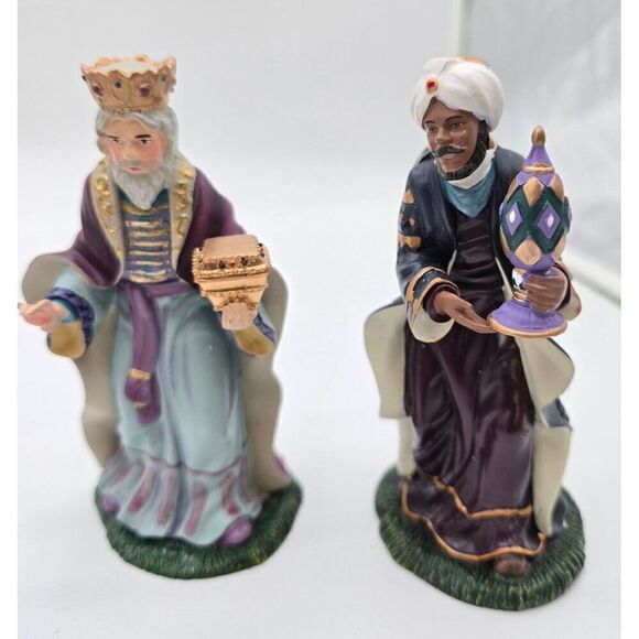 Thomas Kinkade King Gaspar & King Balthazar Figurines with COA - Picture 1 of 5